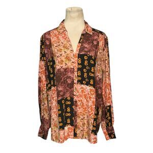 Philosophy floral patchwork long sleeves tunic top size XL